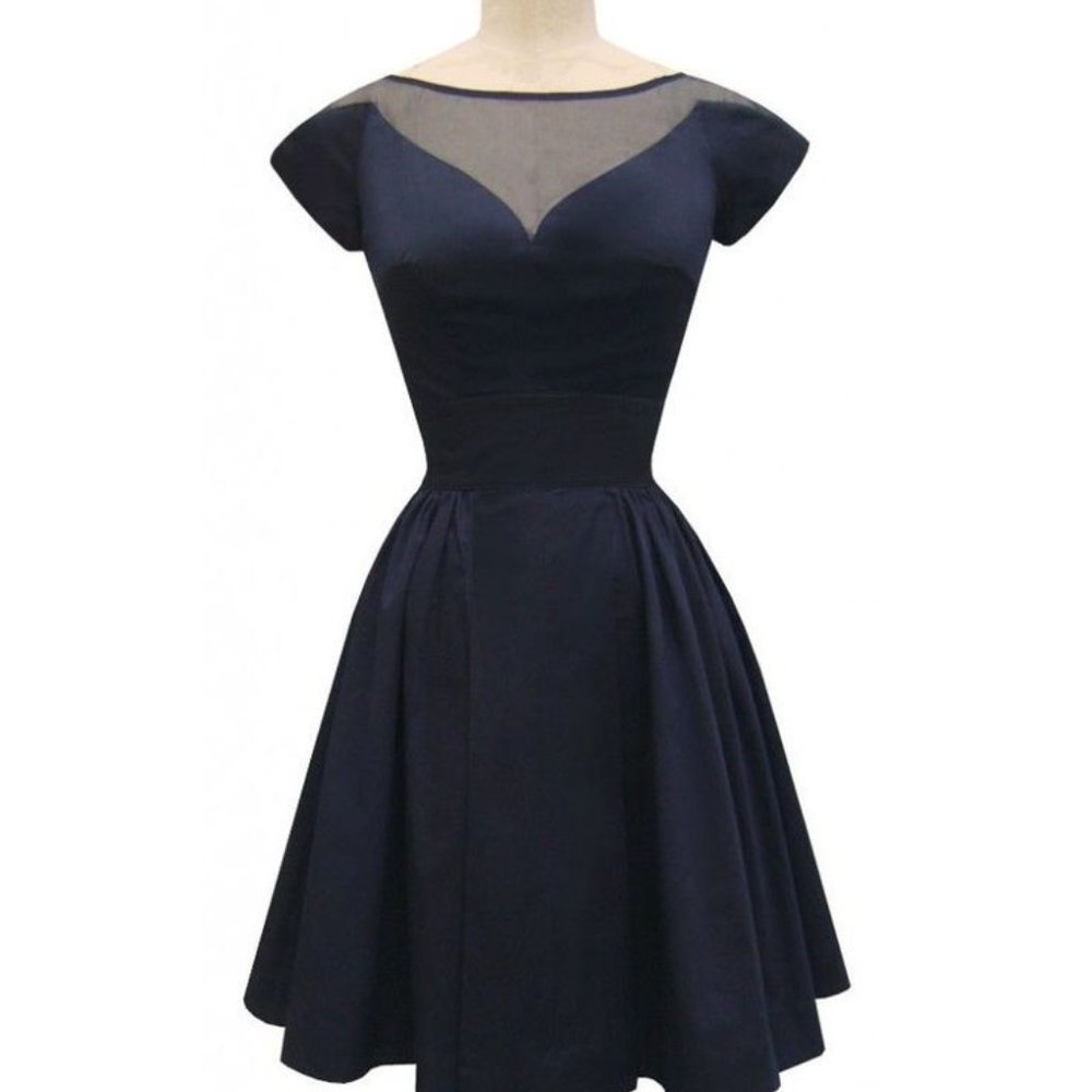 Trashy Diva "Lottie" Dress - Sz 4 - Black - Fit & Flare LBD w/ Illusion Neckline